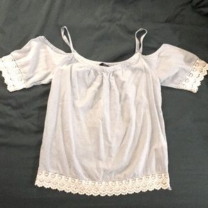 NWOT ONLY Off-Shoulder Blouse with Lace Borders